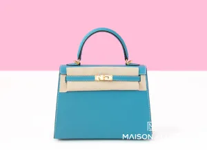 Hermes Kelly Sellier 25 Blue Jean Gold Hardware