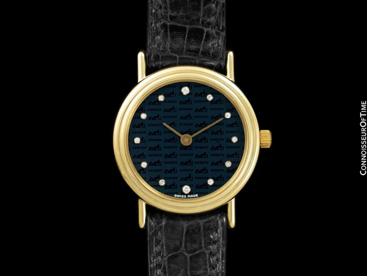Hermes Limited Edition Ladies Watch with Box - 18K Gold with Original Factory Hermes Diamonds