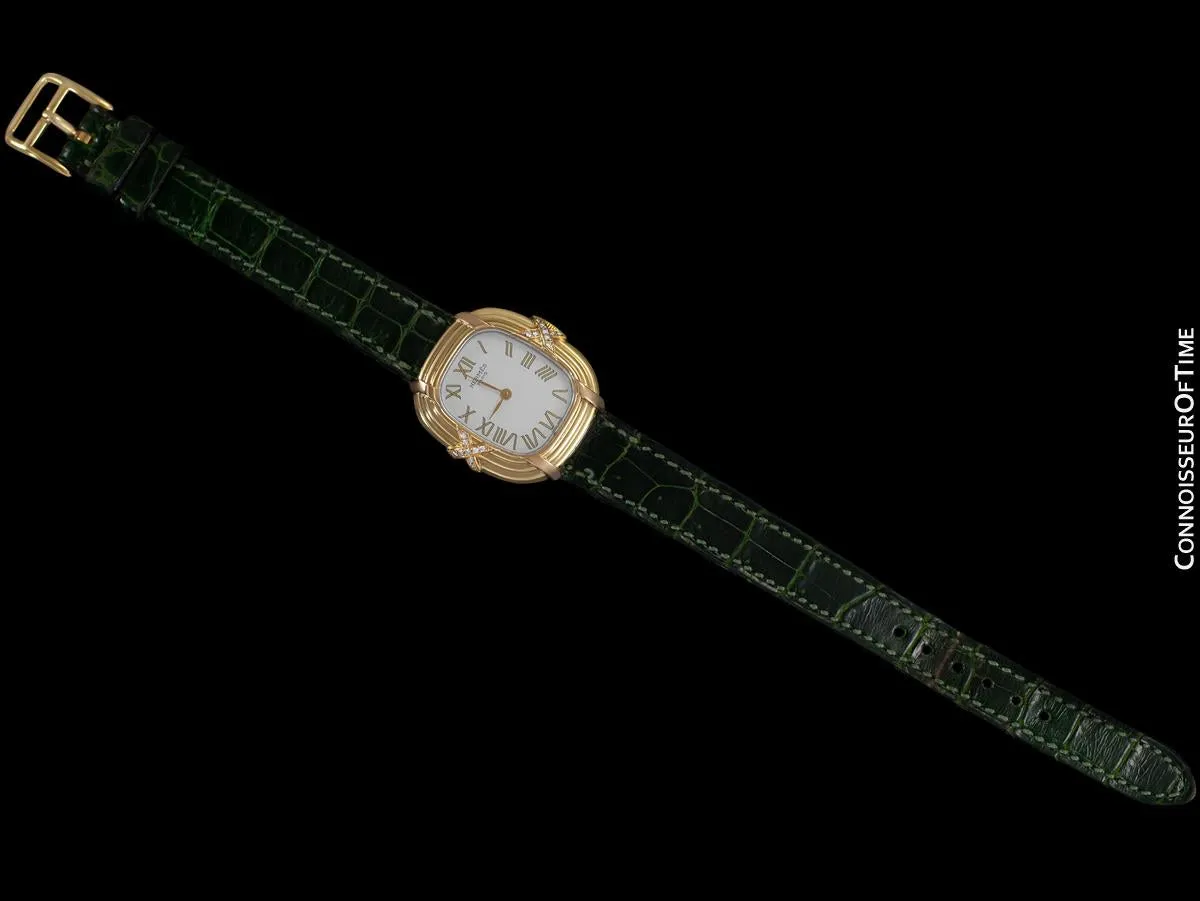 Hermes Lupine Ladies Watch - Solid 18K Gold with Original Factory Hermes Diamonds