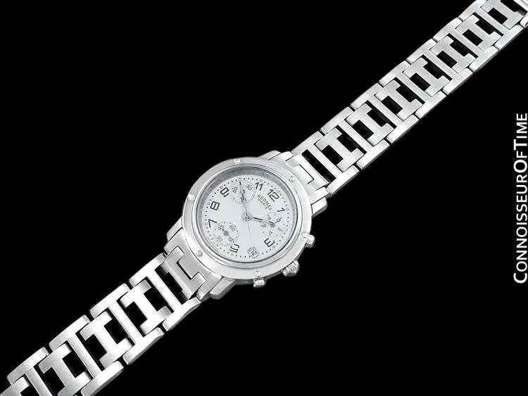 Hermes Mens Midsize / Ladies Clipper Chronograph Quartz Watch - Stainless Steel