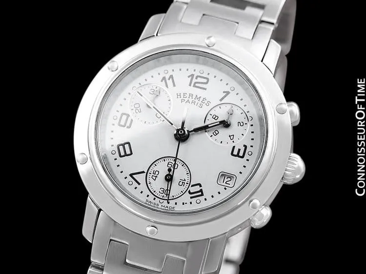 Hermes Mens Midsize / Ladies Clipper Chronograph Quartz Watch - Stainless Steel