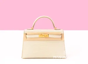 Hermes Mini Kelly II 20 Beton Matte Alligator
