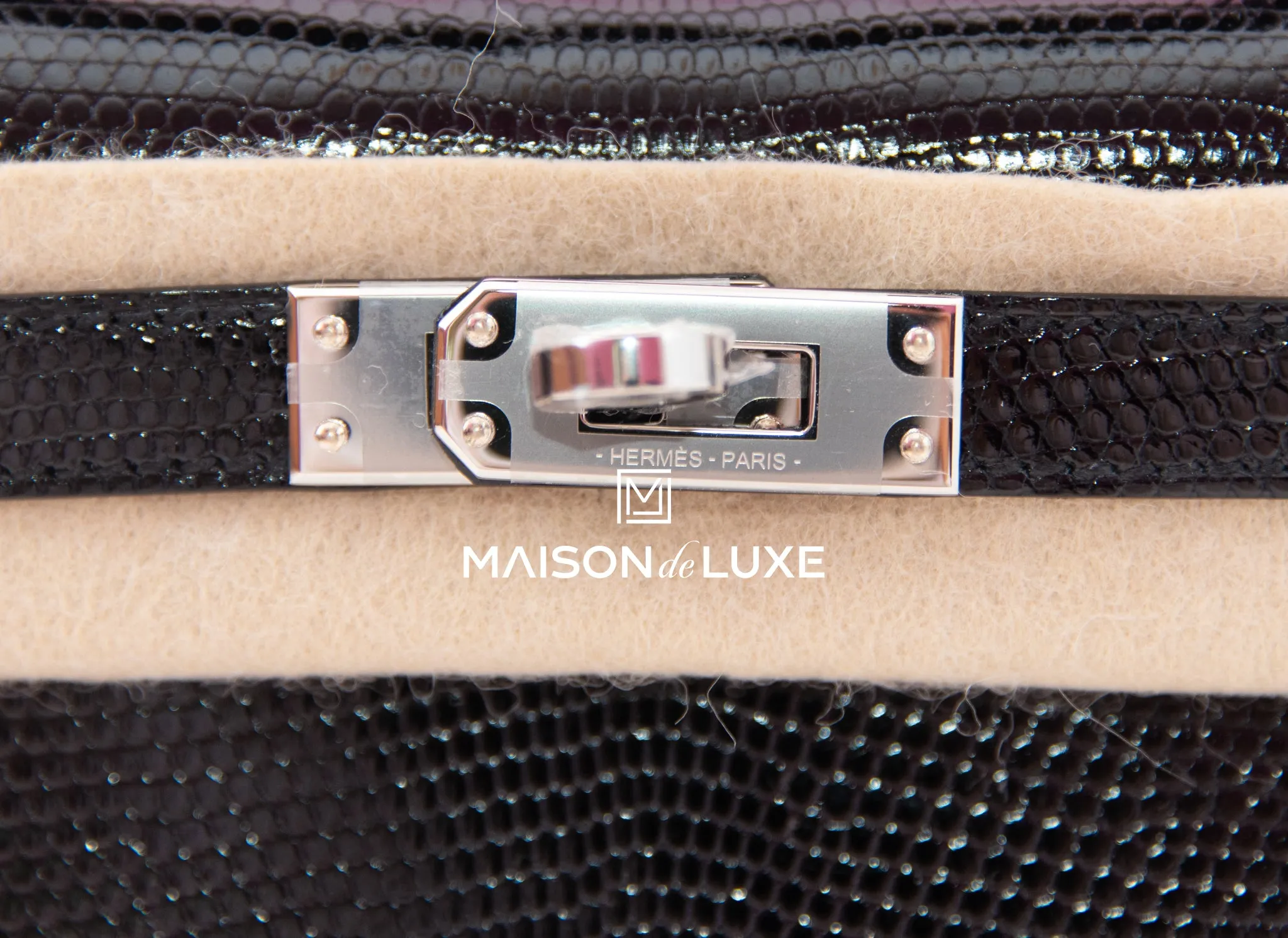 Hermes Mini Kelly II 20 Black Lizard Palladium Hardware