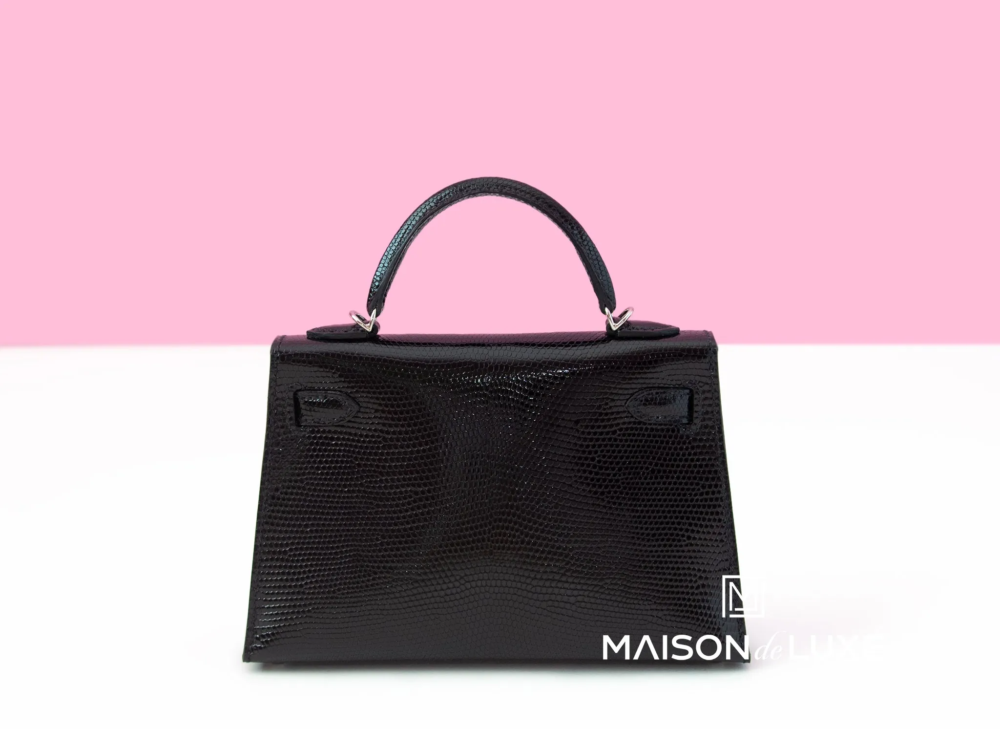 Hermes Mini Kelly II 20 Black Lizard Palladium Hardware