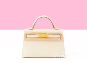 Hermes Mini Kelly II 20 Craie & Yellow HSS Epsom