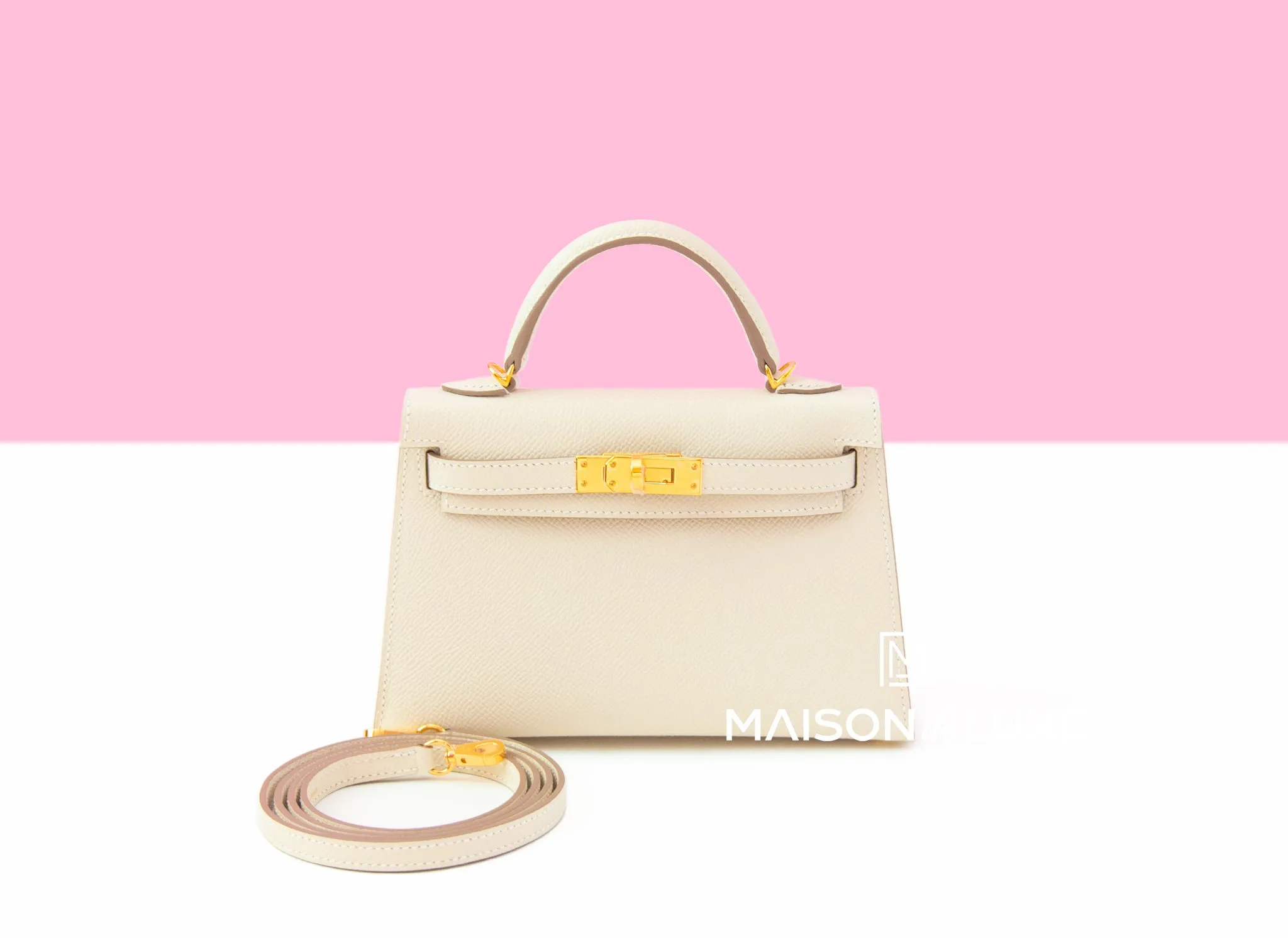 Hermes Mini Kelly II 20 Craie & Yellow HSS Epsom
