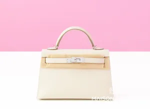 Hermes Mini Kelly II 20 Craie Epsom Palladium Hardware