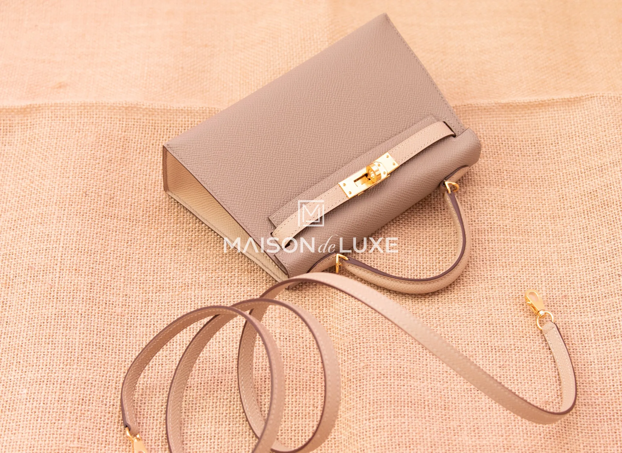 Hermes Mini Kelly II 20 Gris Asphalt & Trench Epsom Ghw