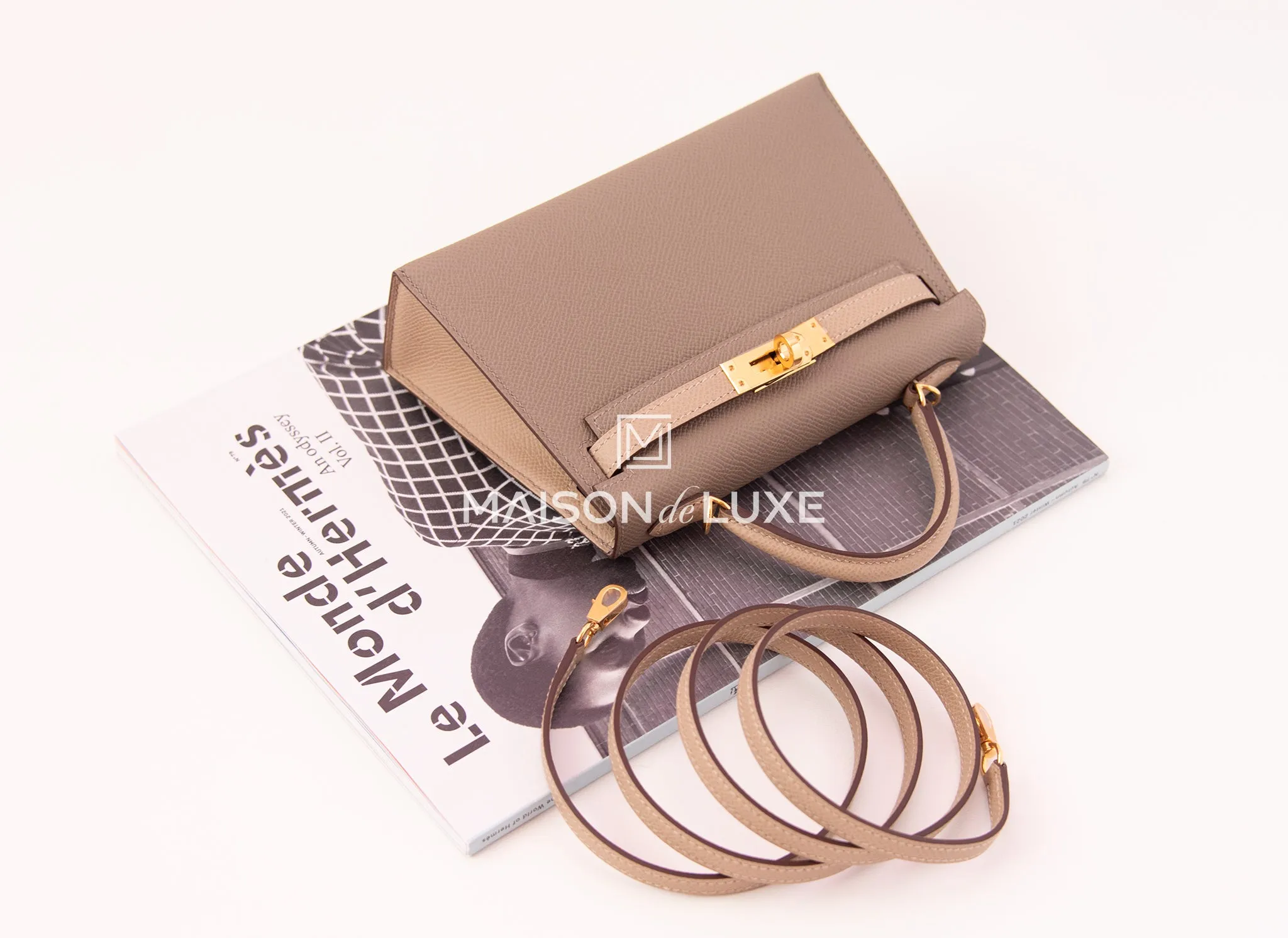 Hermes Mini Kelly II 20 Gris Asphalt & Trench Epsom Ghw