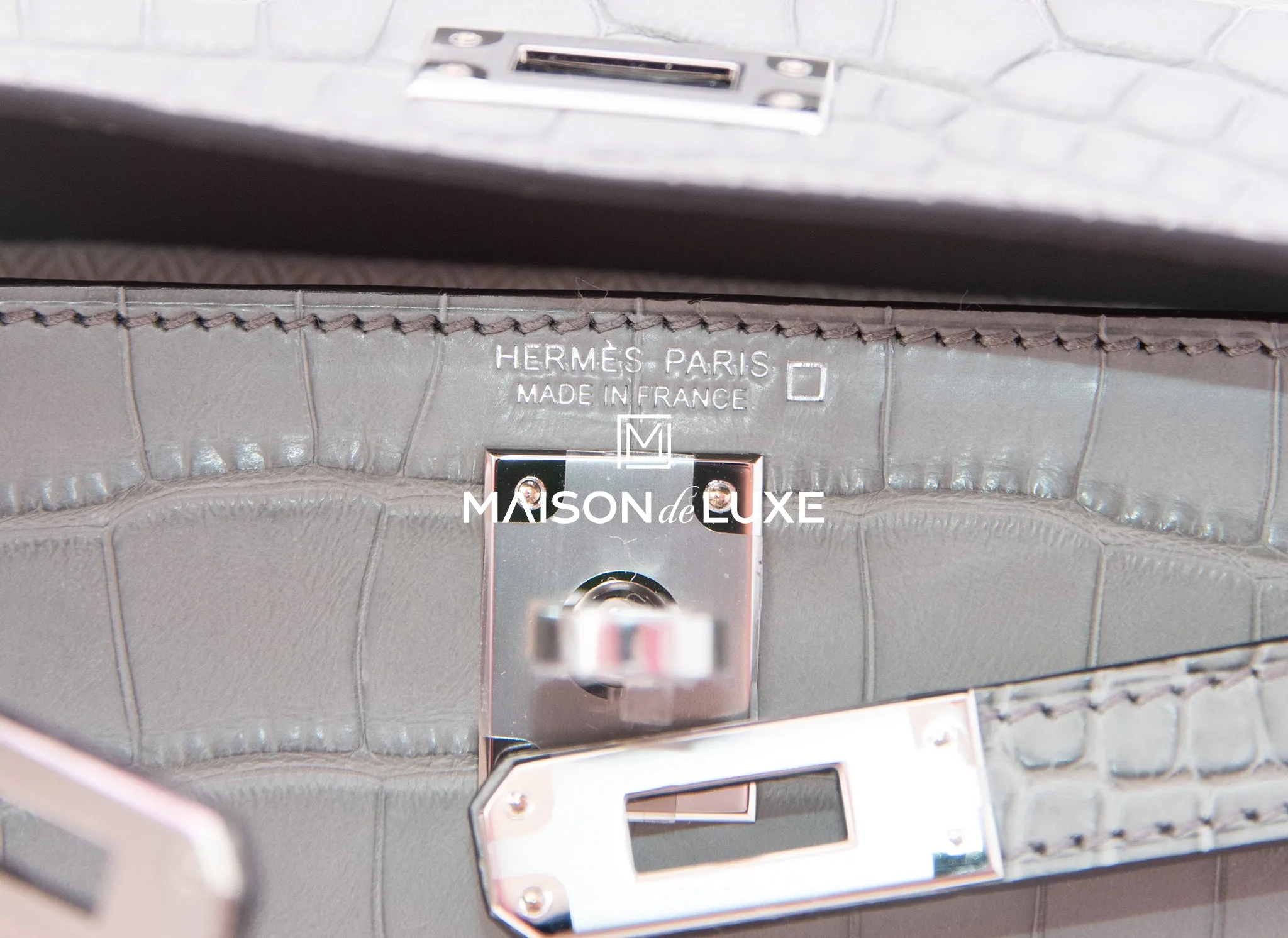 Hermes Mini Kelly II 20 Gris Ciment Matte Alligator