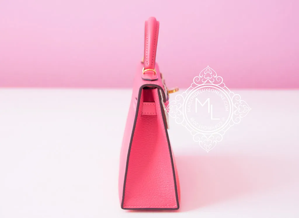 Hermes Mini Kelly II 20 Rose Lipstick Chèvre Mysore