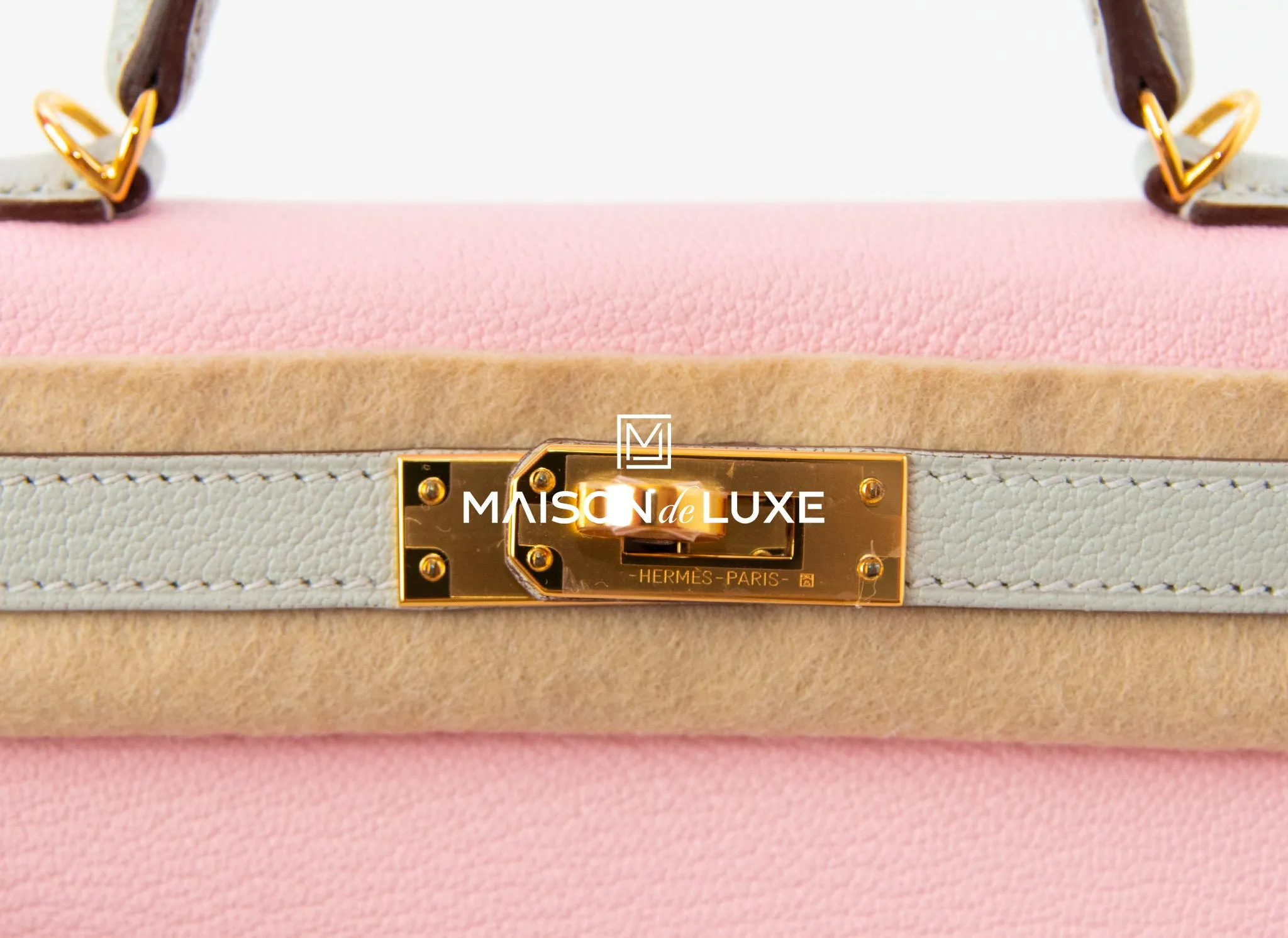 Hermes Mini Kelly II 20 Rose Sakura & Gris Perle Chèvre