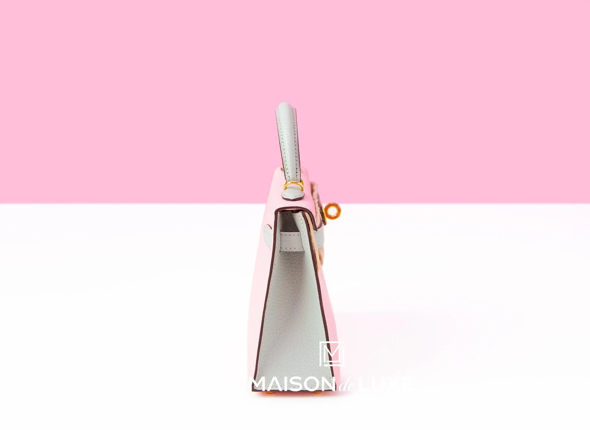 Hermes Mini Kelly II 20 Rose Sakura & Gris Perle Chèvre