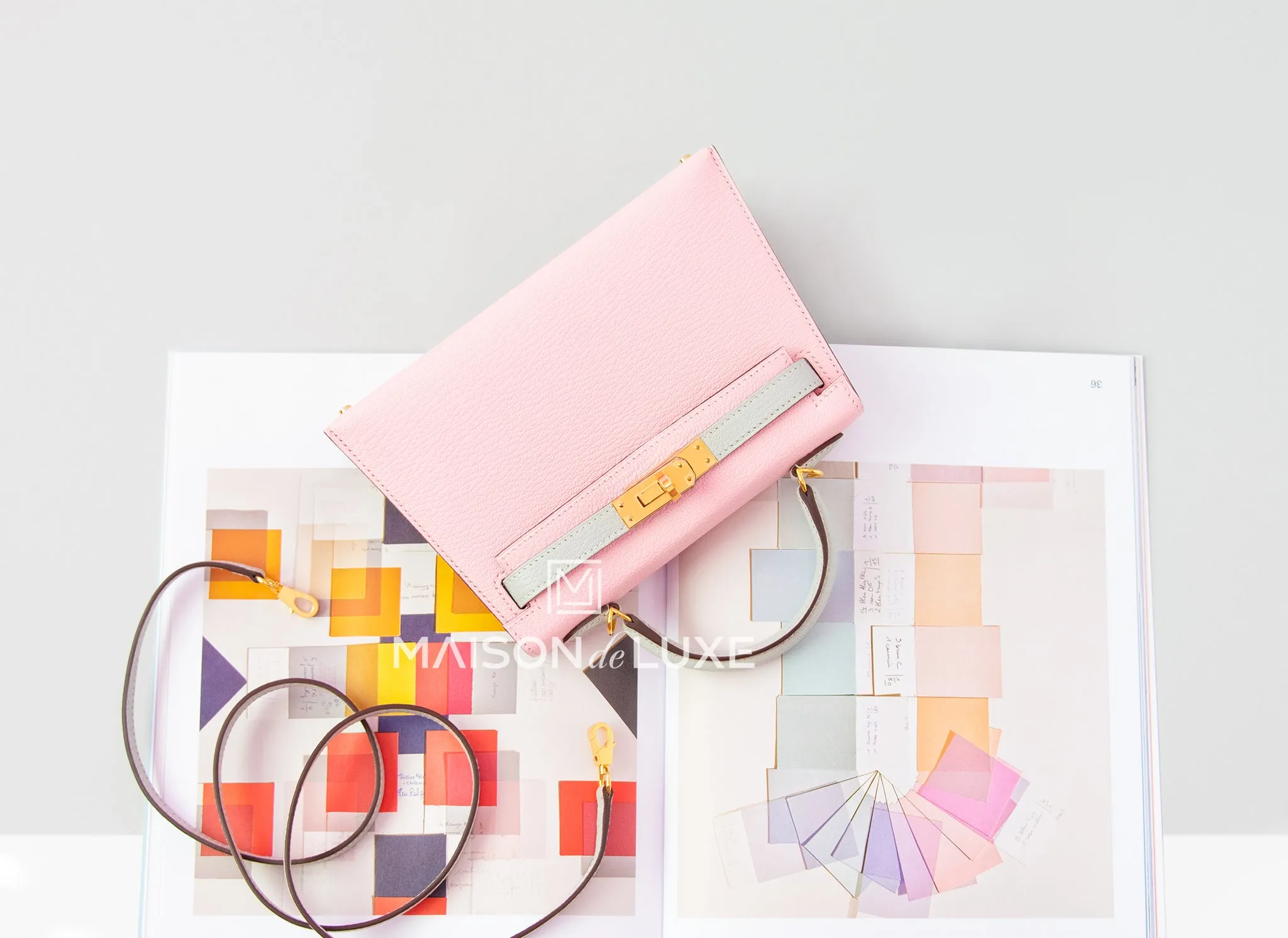 Hermes Mini Kelly II 20 Rose Sakura & Gris Perle Chèvre