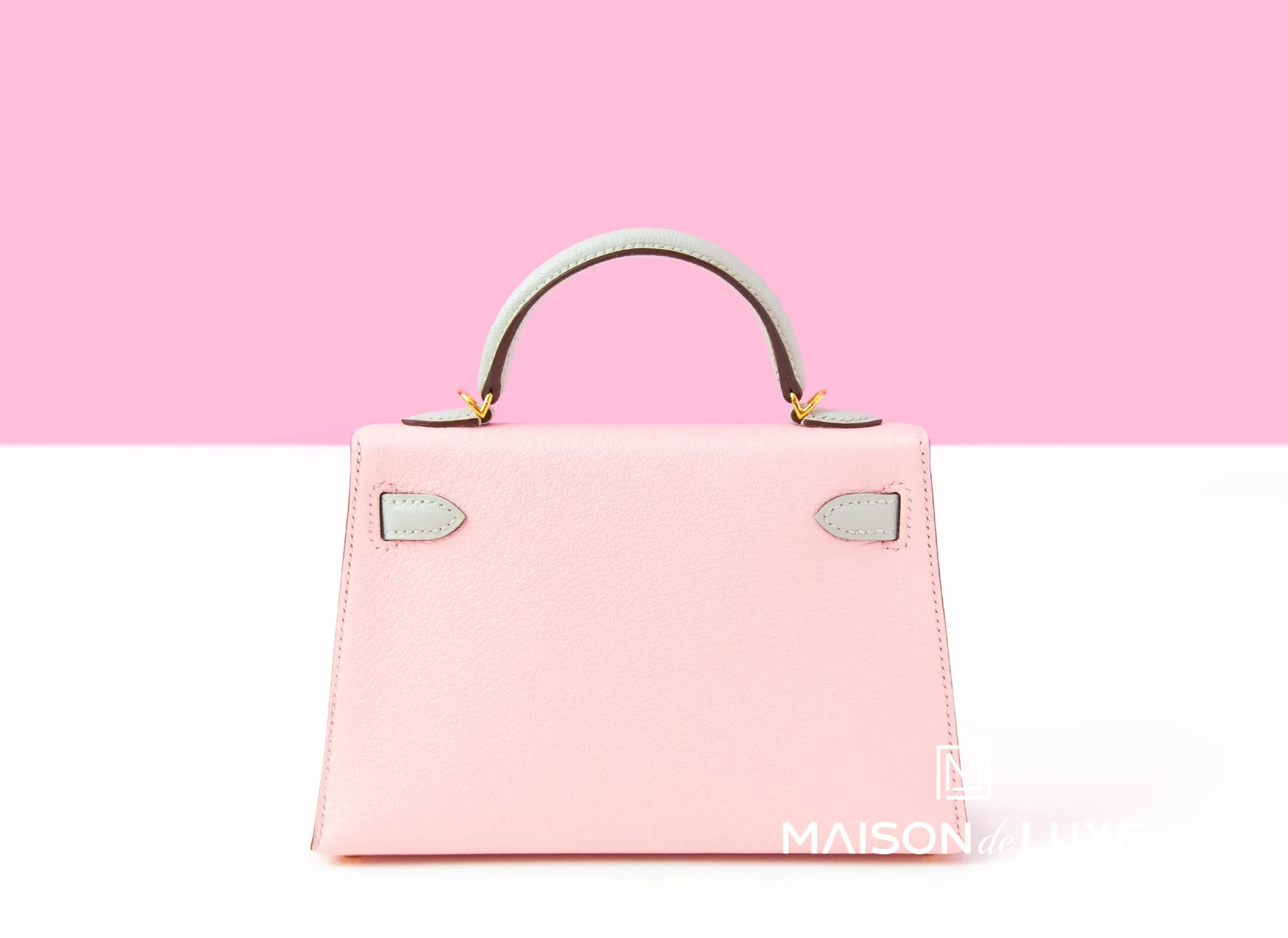 Hermes Mini Kelly II 20 Rose Sakura & Gris Perle Chèvre
