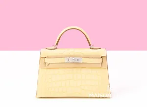 Hermes Mini Kelly II 20 Vanille Matte Alligator