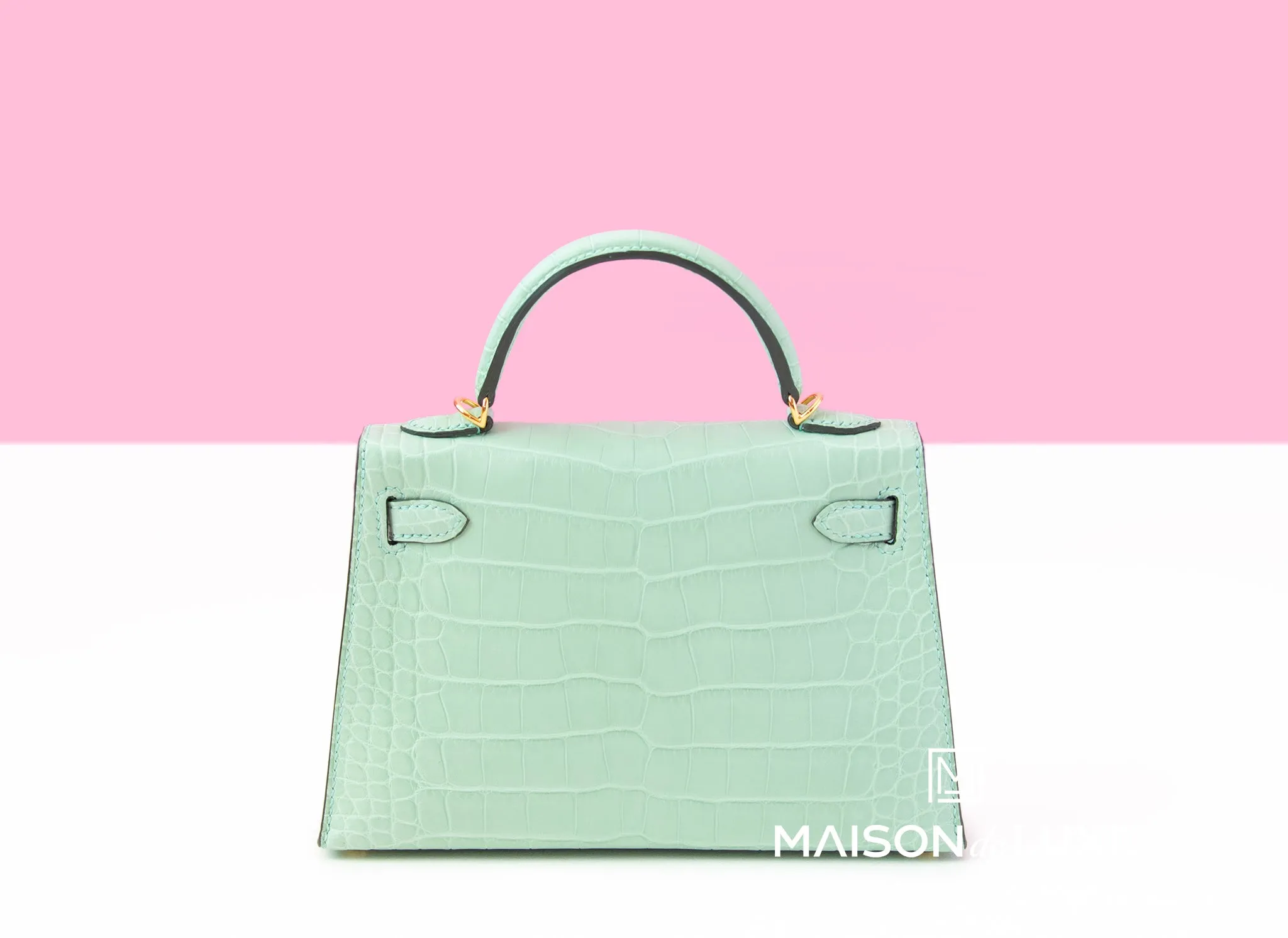 Hermes Mini Kelly II 20 Vert d'eau Matte Alligator