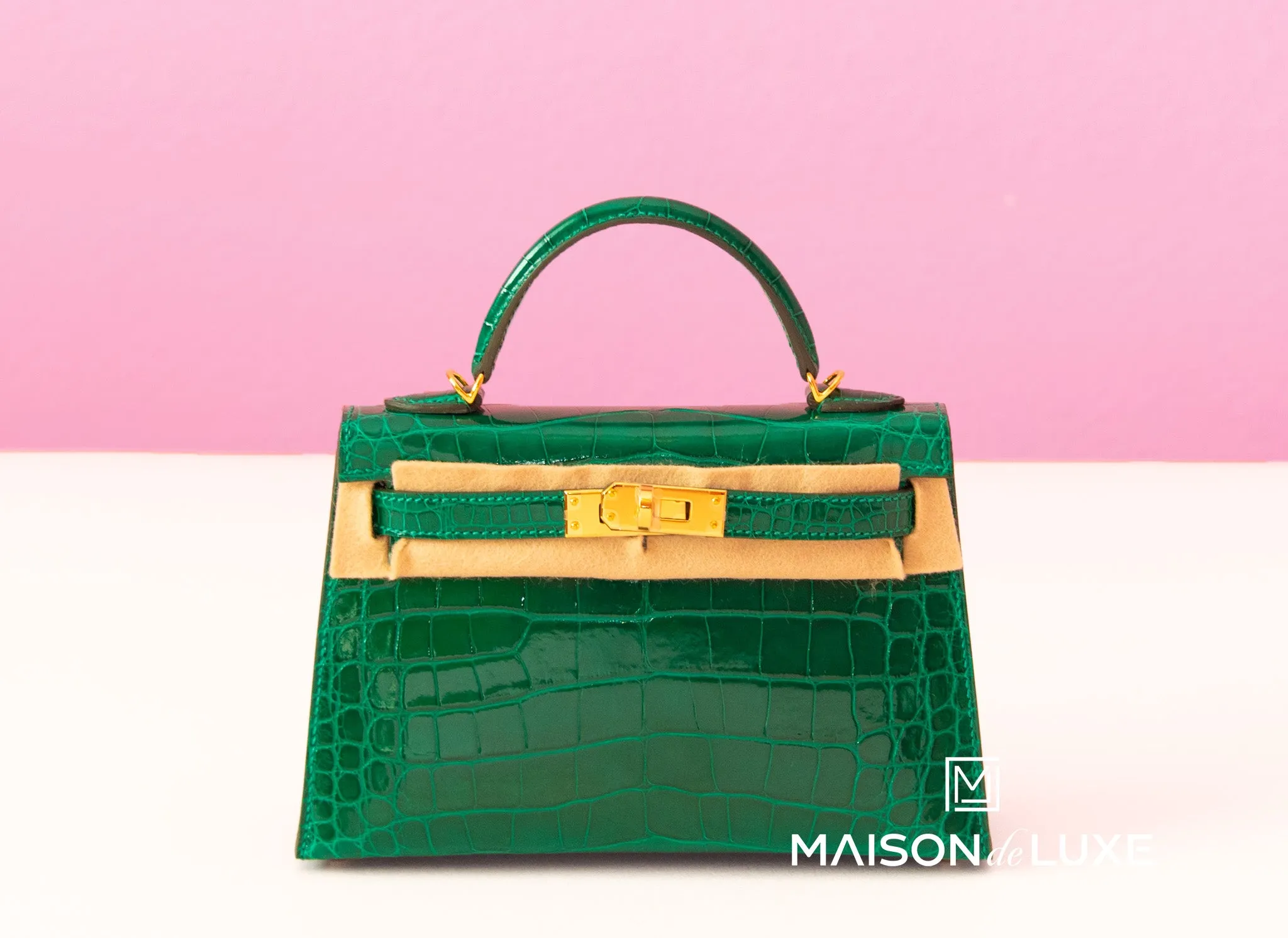 Hermes Mini Kelly II 20 Vert Emeraude Shiny Alligator