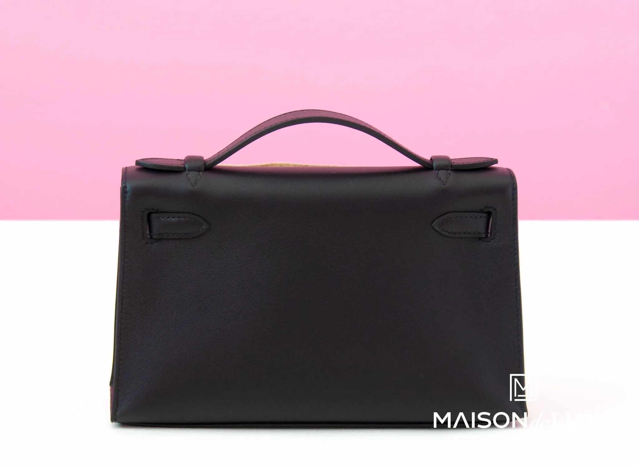 Hermes Noir Black GHW Swift Mini Kelly Pochette Clutch