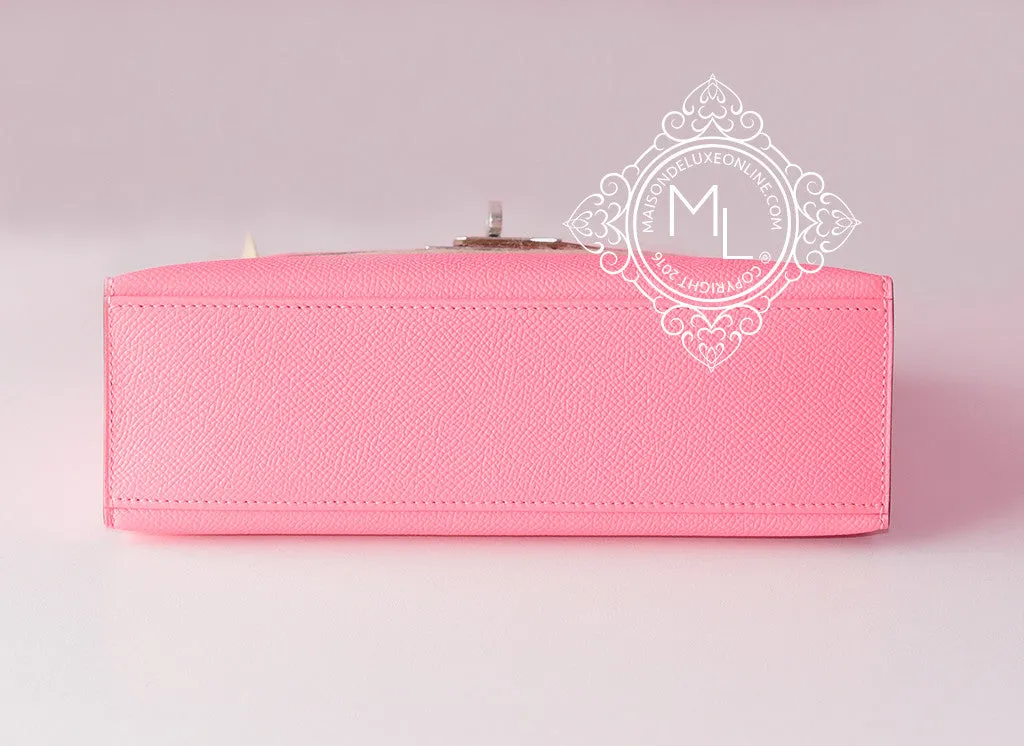 Hermes Rose Confetti PHW Epsom Mini Kelly Pochette Clutch