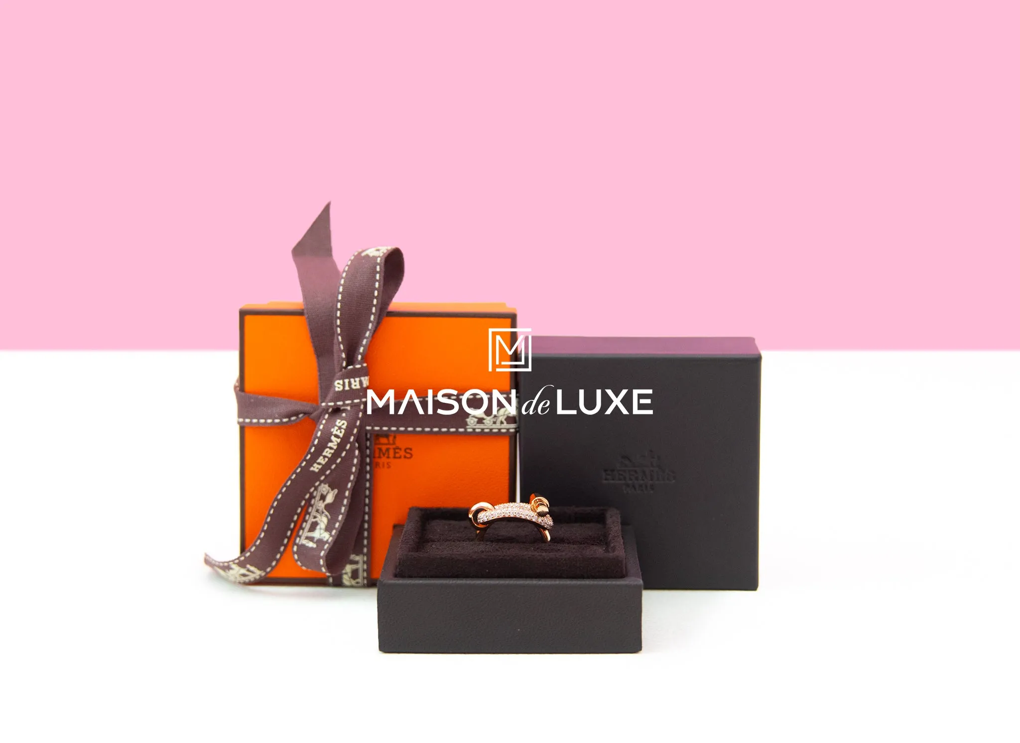Hermes Rose Gold Diamond Adage Ring 52