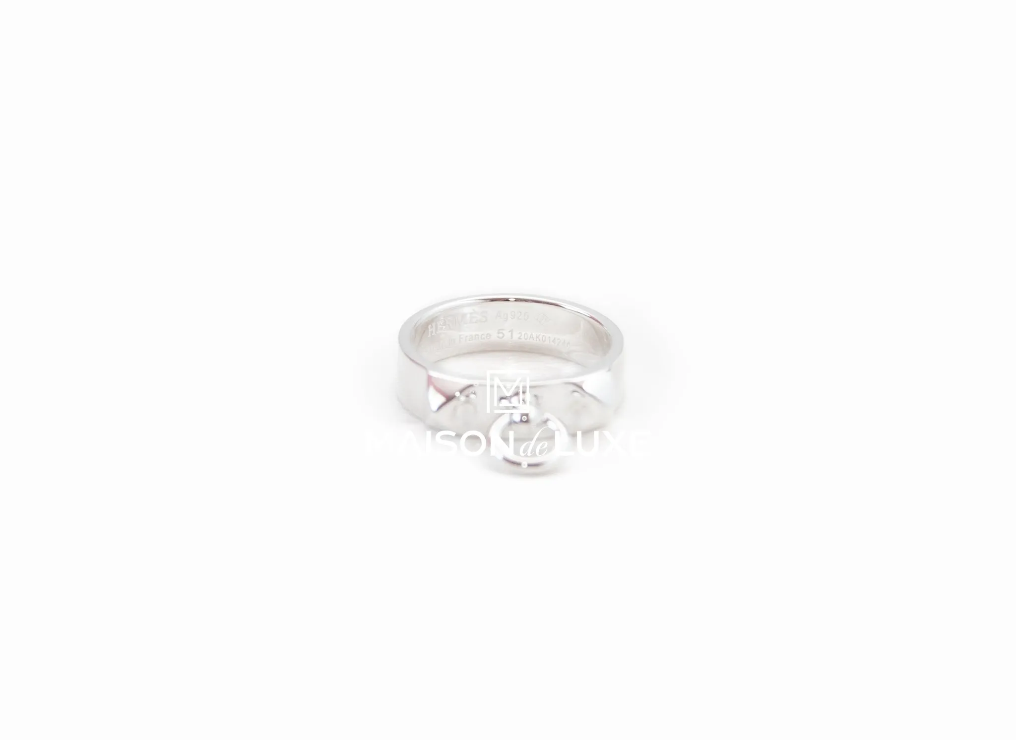 Hermes Silver Collier de Chien PM Ring 51