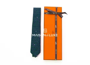 Hermes Tie 7 Shamrock Tie Blue
