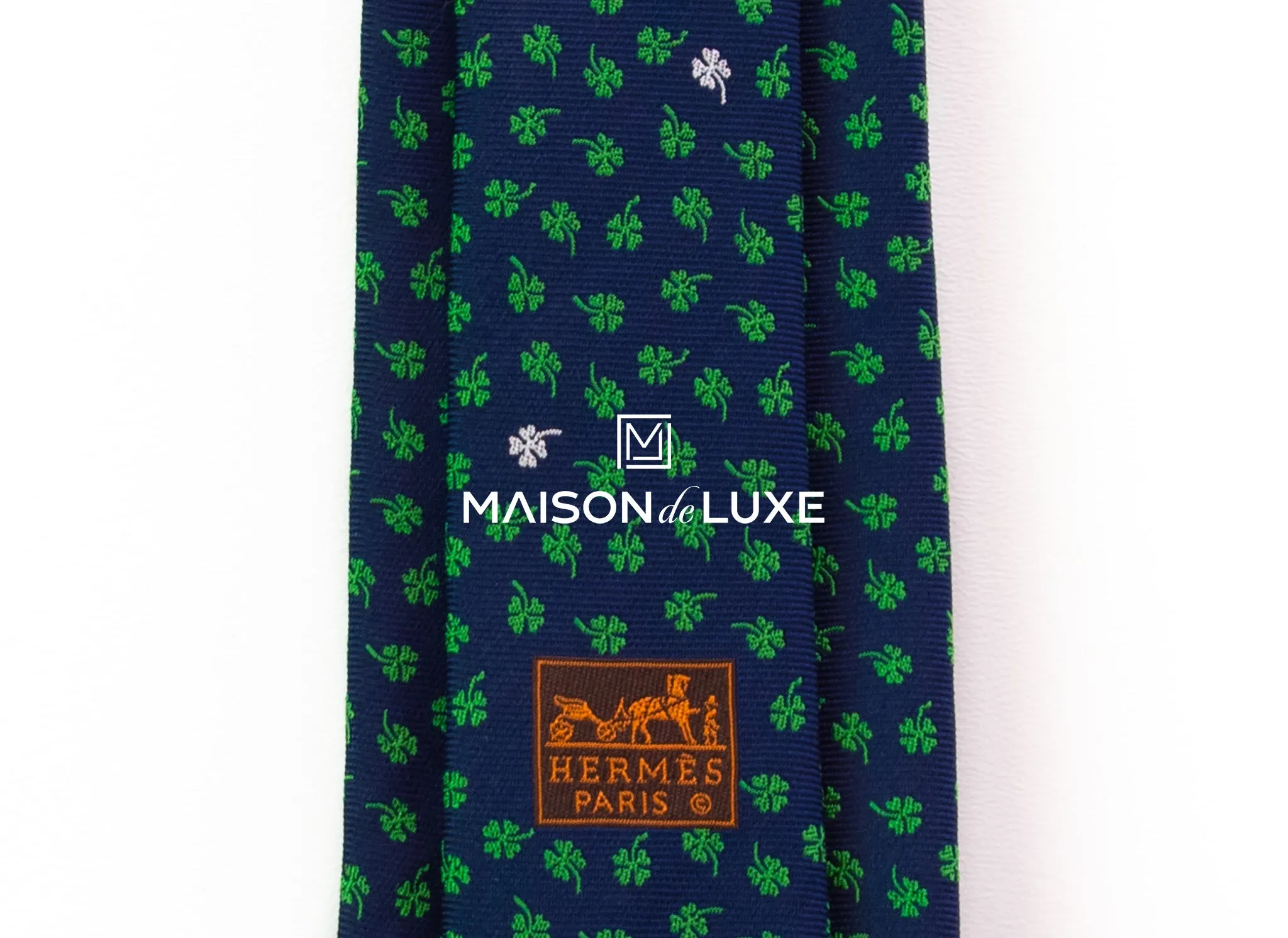 Hermes Tie 7 Shamrock Tie Blue