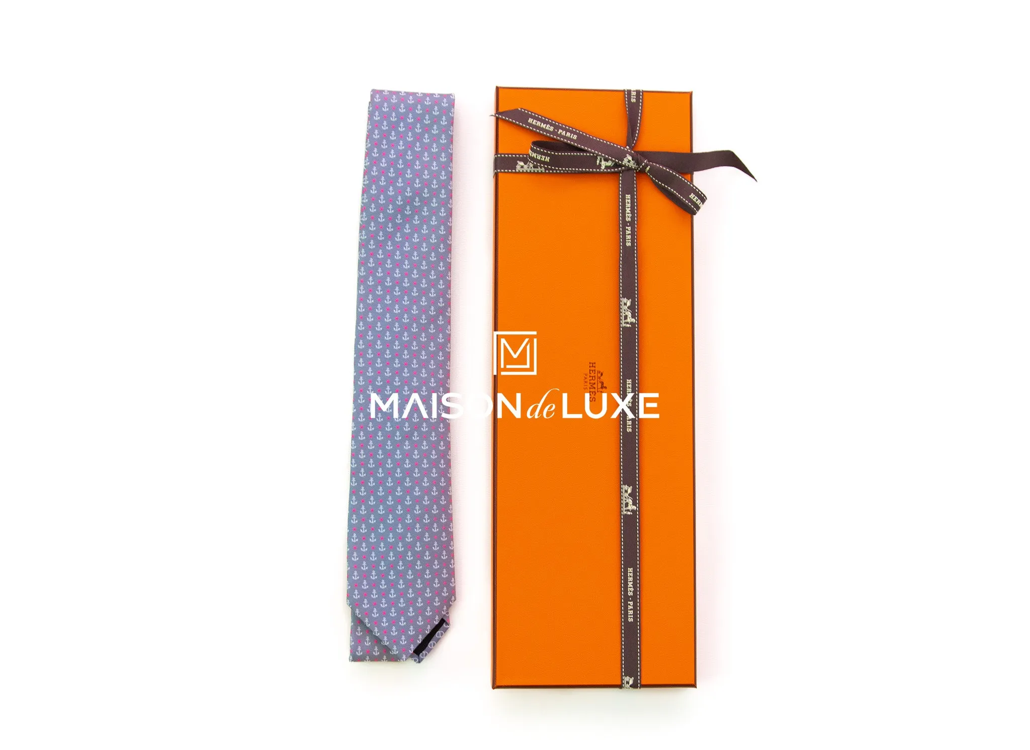 Hermes Tie 7 Stars Maillon tie Gray