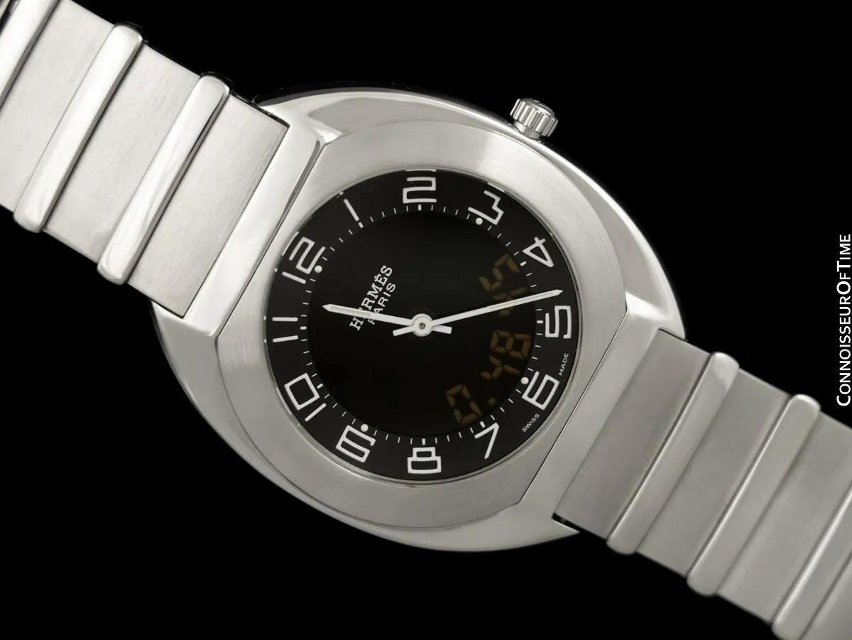 Hermès Espace Mens Full Size Multi-Function Digital Electronic Watch - Stainless Steel