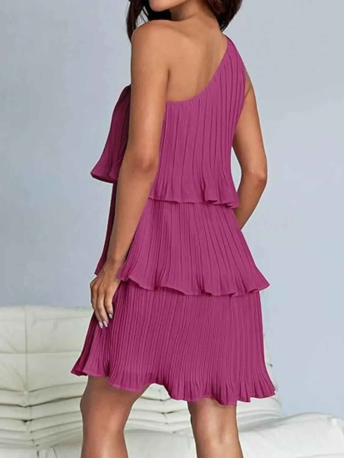 'Hesper' Layered Single Shoulder Mini Dress