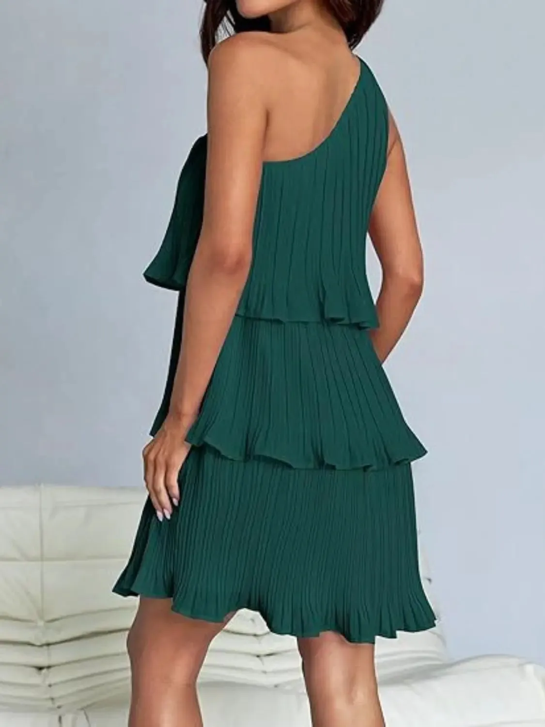 'Hesper' Layered Single Shoulder Mini Dress