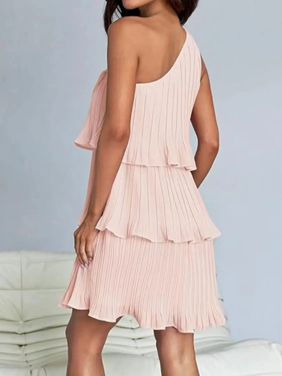 'Hesper' Layered Single Shoulder Mini Dress