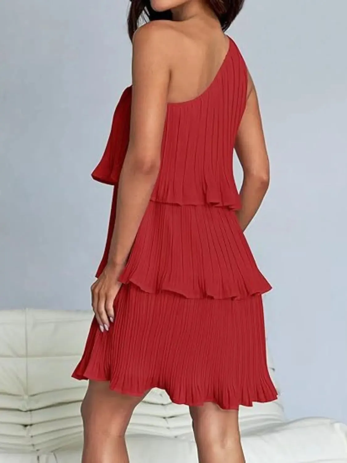 'Hesper' Layered Single Shoulder Mini Dress
