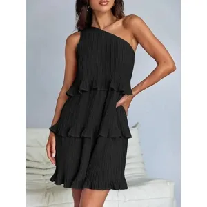 'Hesper' Layered Single Shoulder Mini Dress