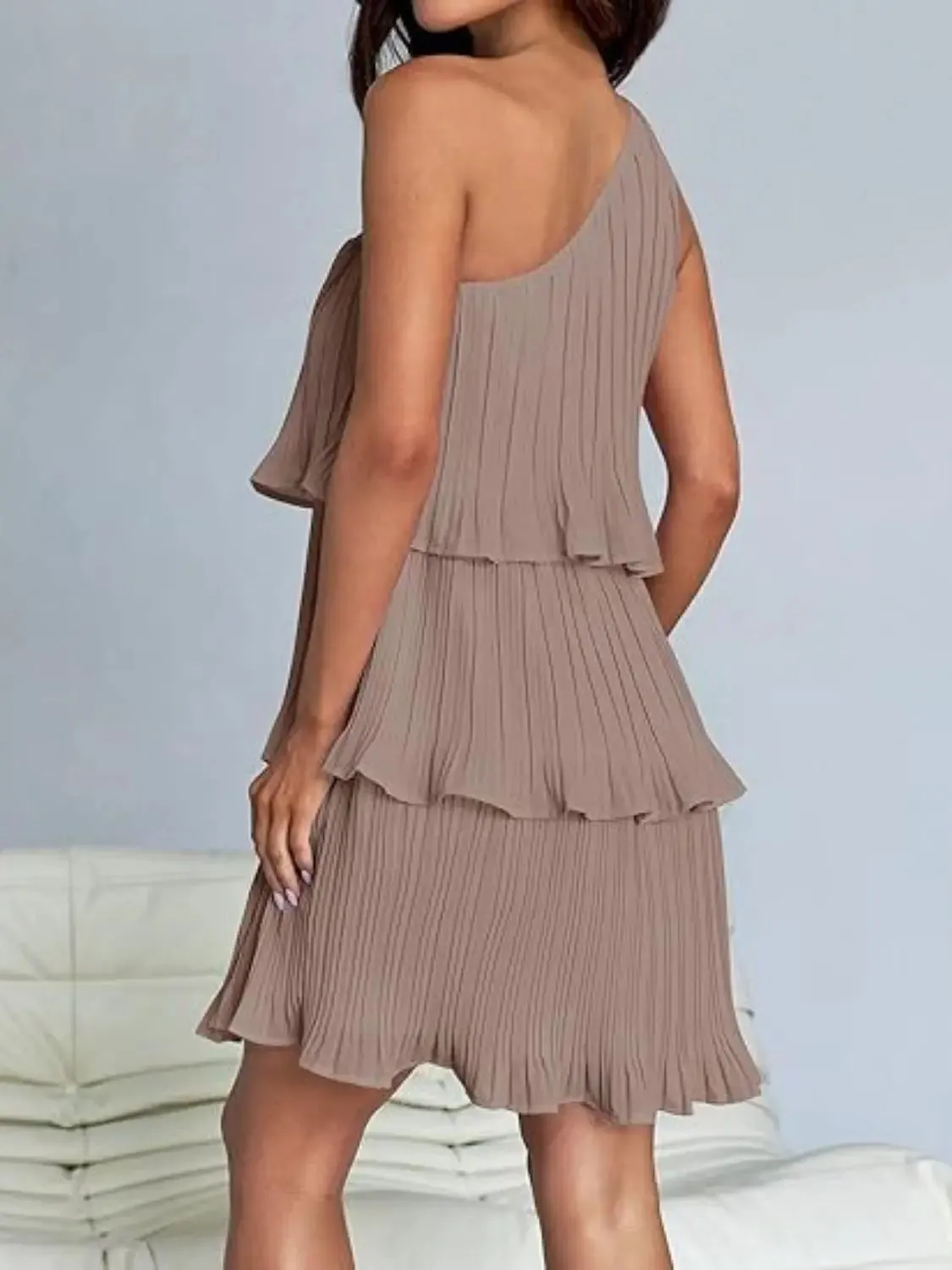 'Hesper' Layered Single Shoulder Mini Dress