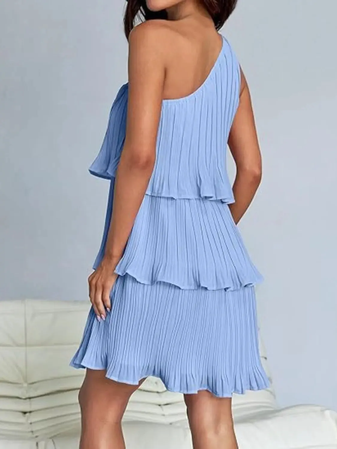 'Hesper' Layered Single Shoulder Mini Dress