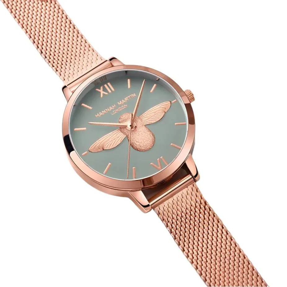 HHM - Rose Gold Mesh Watch   Free Bracelet