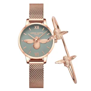 HHM - Rose Gold Mesh Watch   Free Bracelet