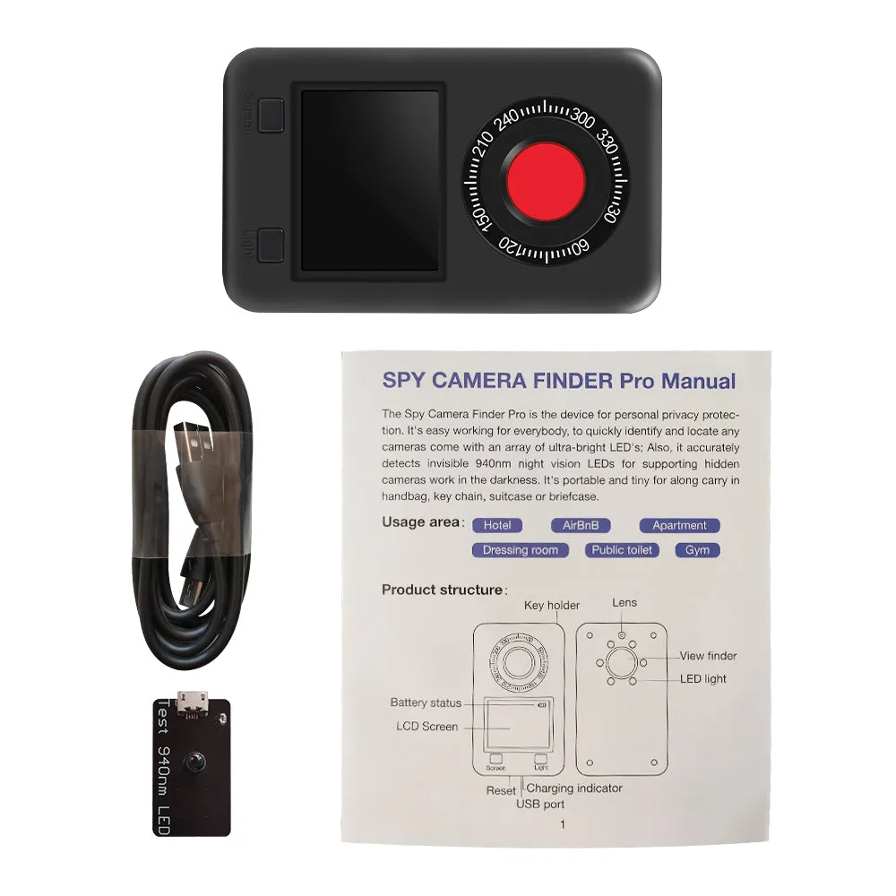 Hidden Pin Hole Camera Lens Detector & Invisible Night Vision Detection IR Finder