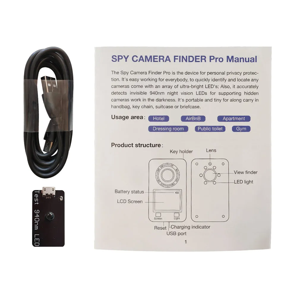 Hidden Pin Hole Camera Lens Detector & Invisible Night Vision Detection IR Finder