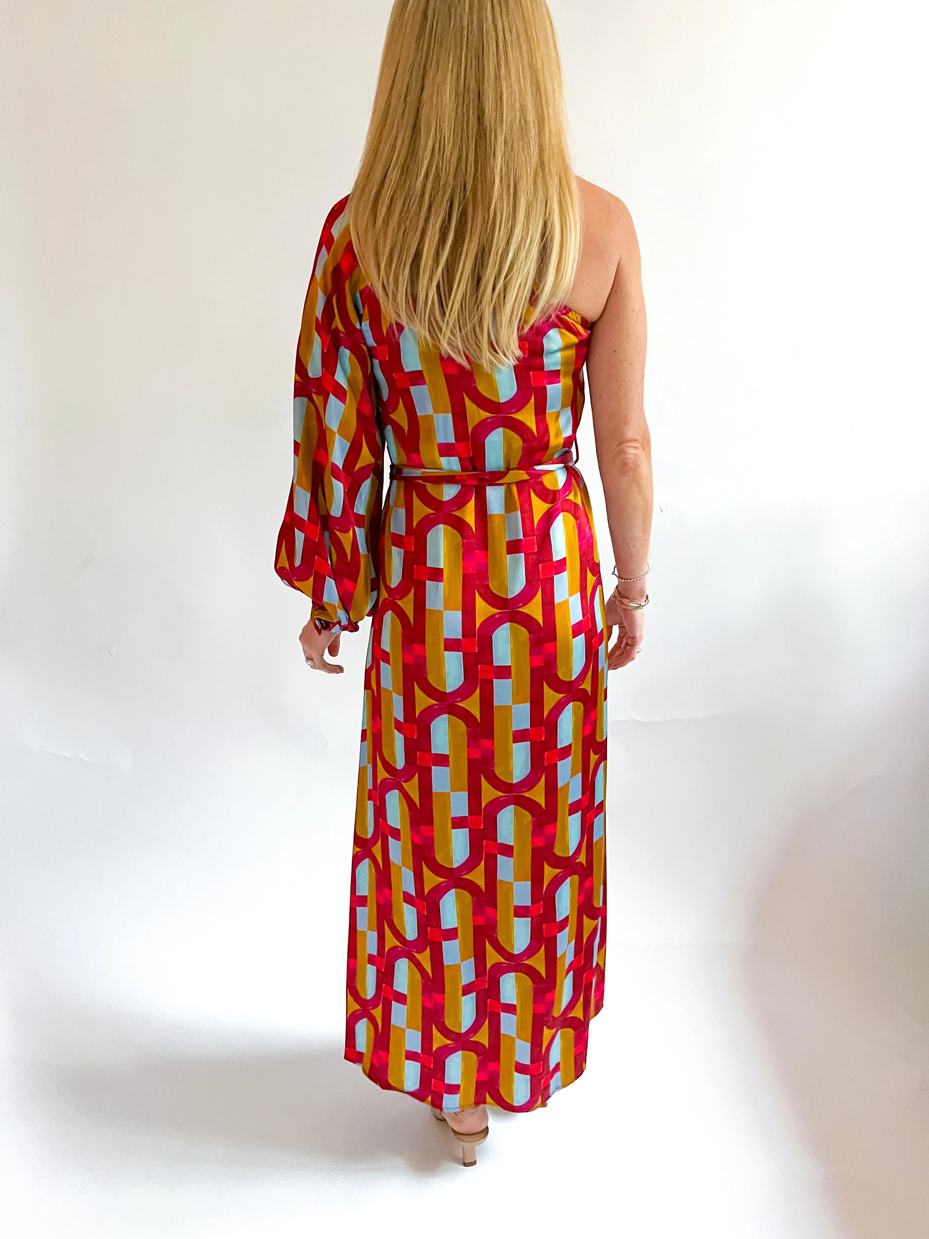 High Design One Sleeve Midi Dress