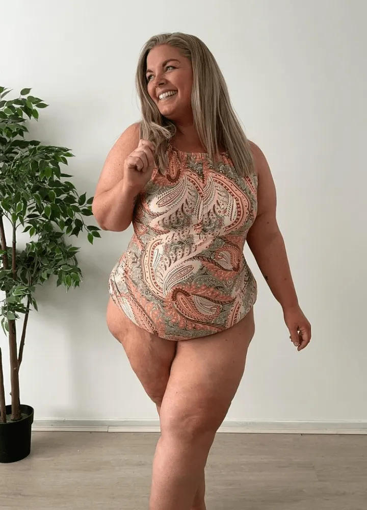 High Neck Keyhole Swimsuit - Paisley