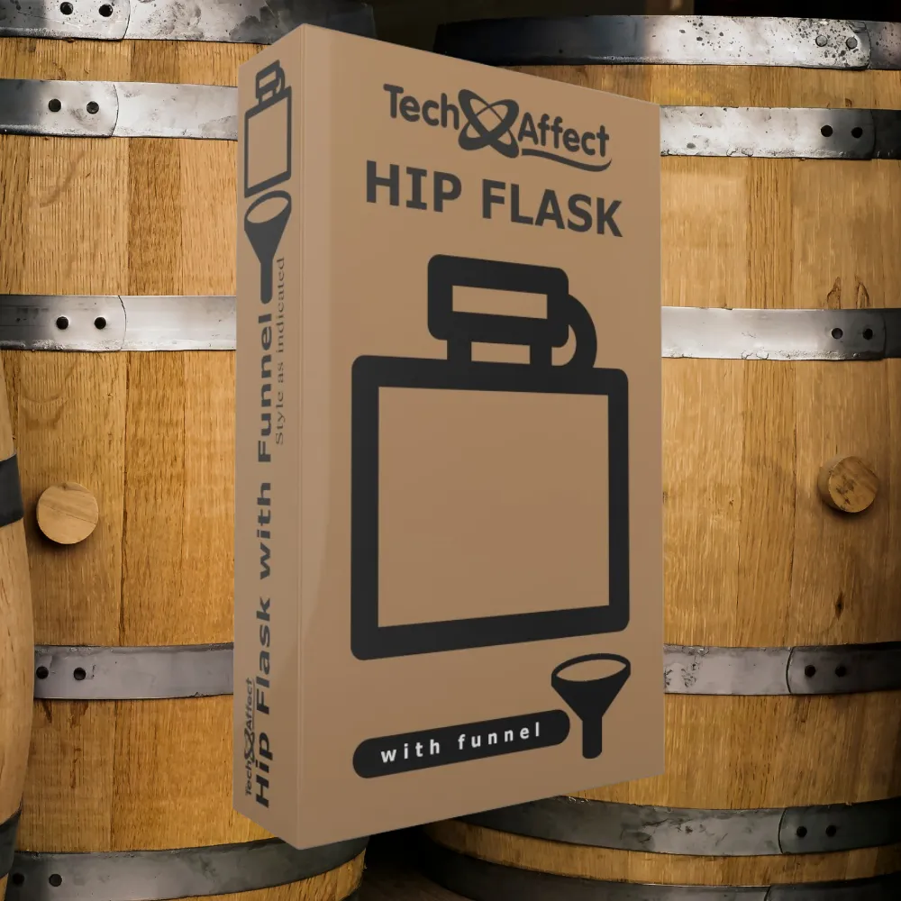 Hip Flask - Luxury Wrapped Stainless Steel, Black - 8 oz