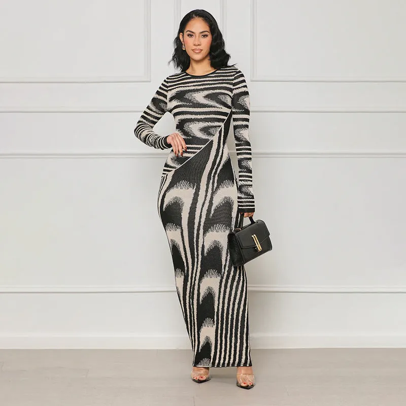 Hip Tight Fitting Long Sleeved Dress