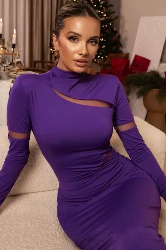 Hollow Slim High Collar Dress