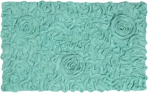 Home Weavers Bell Flower Collection 100% Cotton Tufted Bath Rug Turquoise 24"x40
