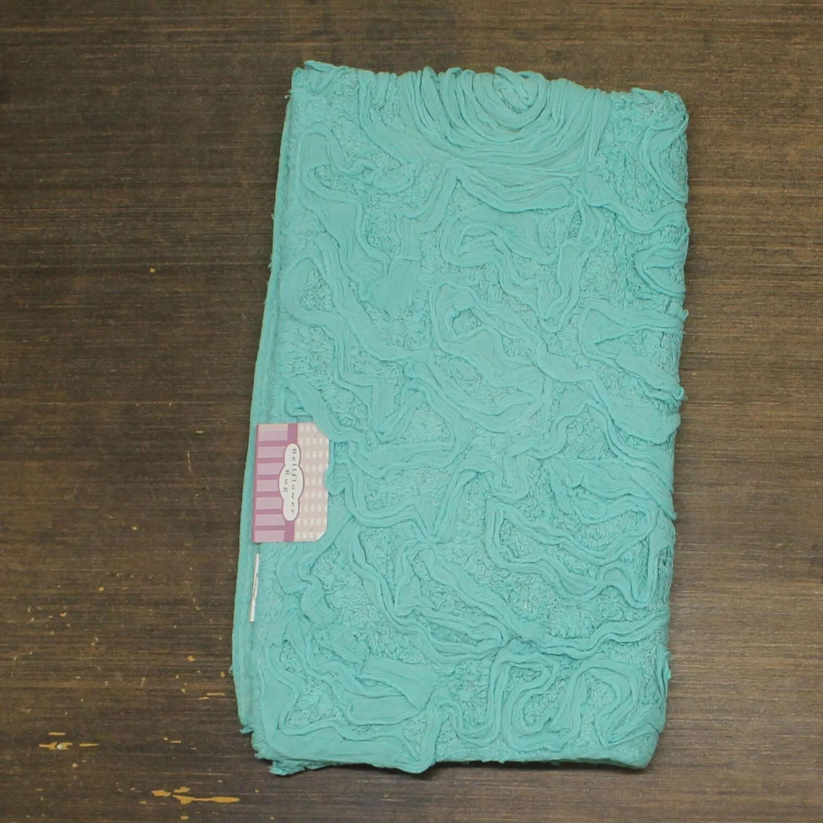 Home Weavers Bell Flower Collection 100% Cotton Tufted Bath Rug Turquoise 24"x40