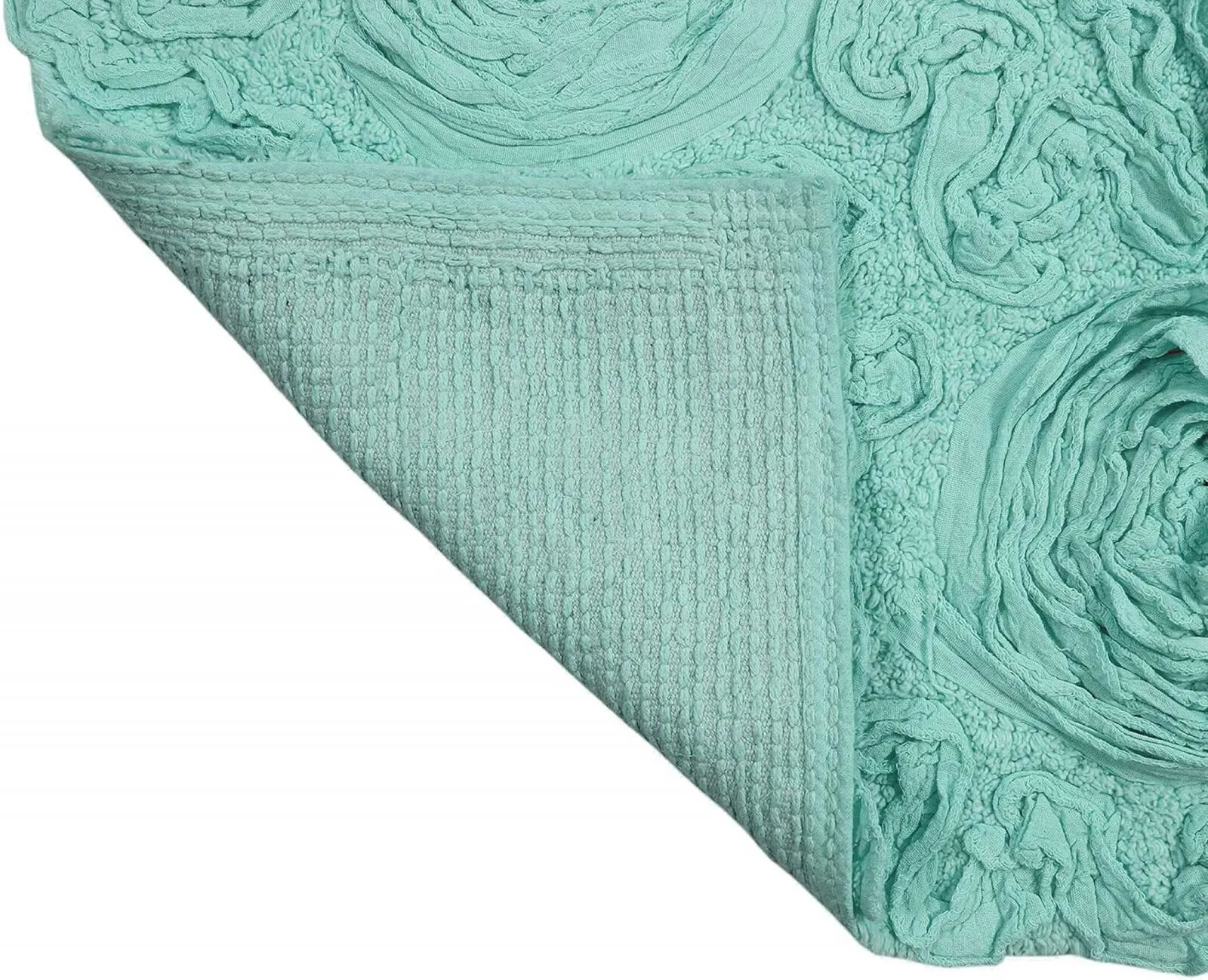 Home Weavers Bell Flower Collection 100% Cotton Tufted Bath Rug Turquoise 24"x40