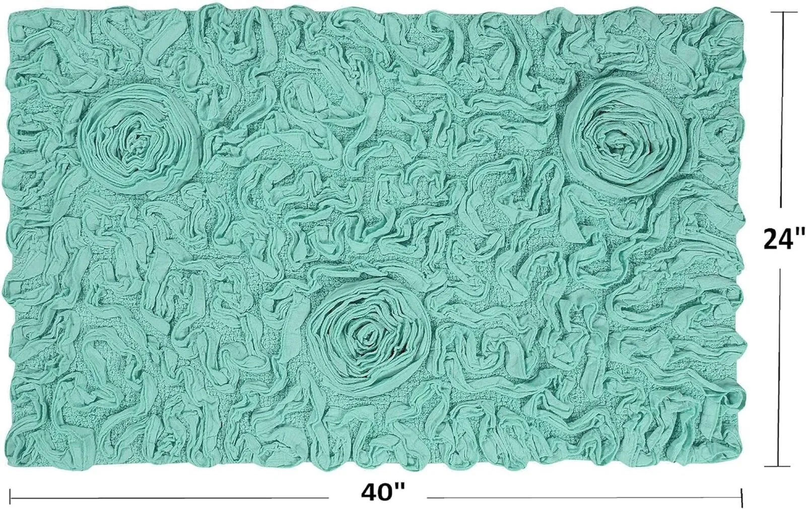 Home Weavers Bell Flower Collection 100% Cotton Tufted Bath Rug Turquoise 24"x40